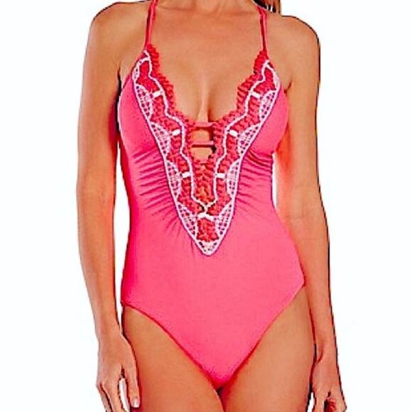 Becca Swim Delilah Pink One Piece Bathing Suit Size Small - Picture 1 of 8